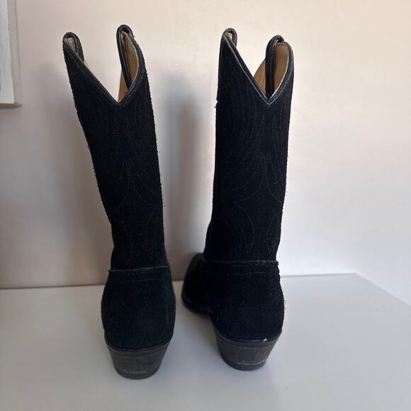 Rodeo Drive Black Suede Leather Cowboy Western Boots Size 7.5 Made in USA - Picture 5 of 12
